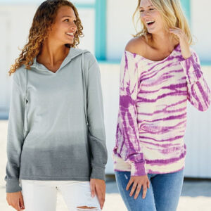 Women's French Terry Off-the-Shoulder Tie-Dyed Sweatshirt Thumbnail